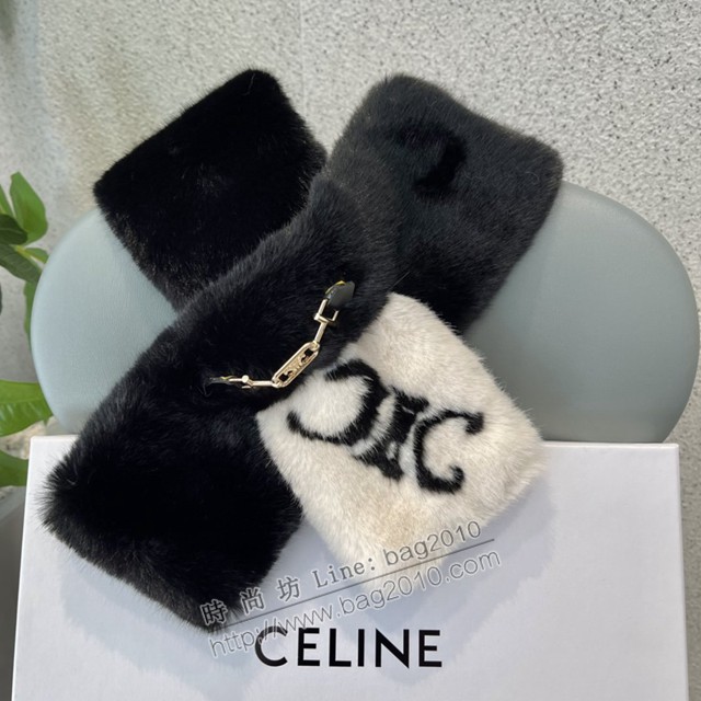 Celine賽琳2021秋冬百搭圍脖 賽琳拼色纖維毛皮草  mmj1604
